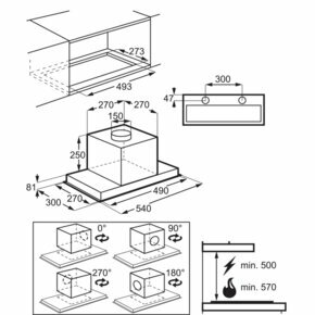 Srebrny okrągły okap z światłami na białym tle.