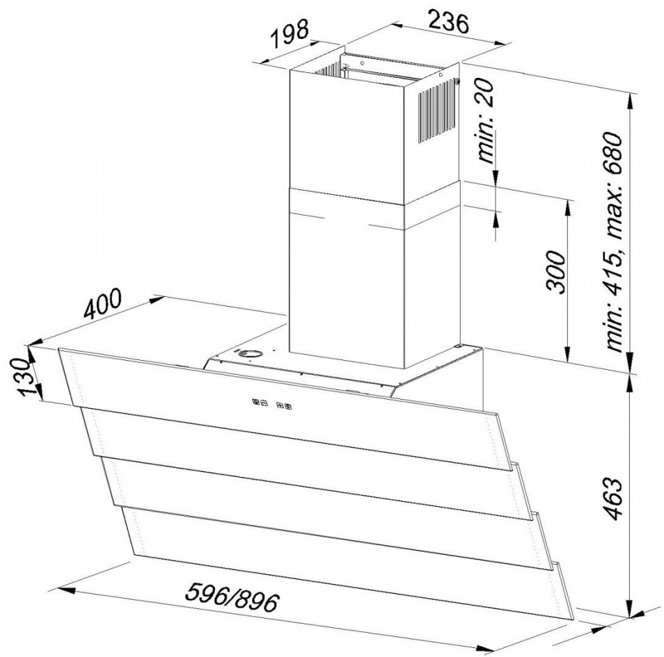 Okap MAAN Saturn Quadro Black 60 Czarny