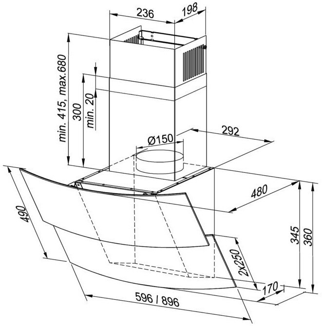 Okap MAAN Rega Duo 60 Czarny