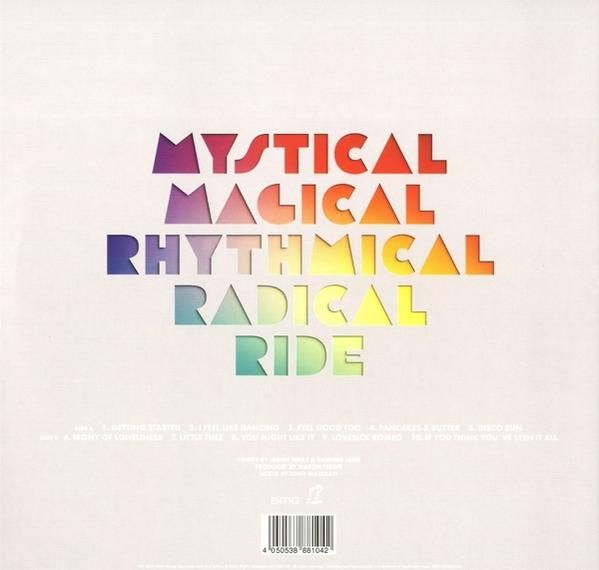 Buntes Albumcover mit dem Text 'Mystical Magical Rhythmical Radical Ride'.