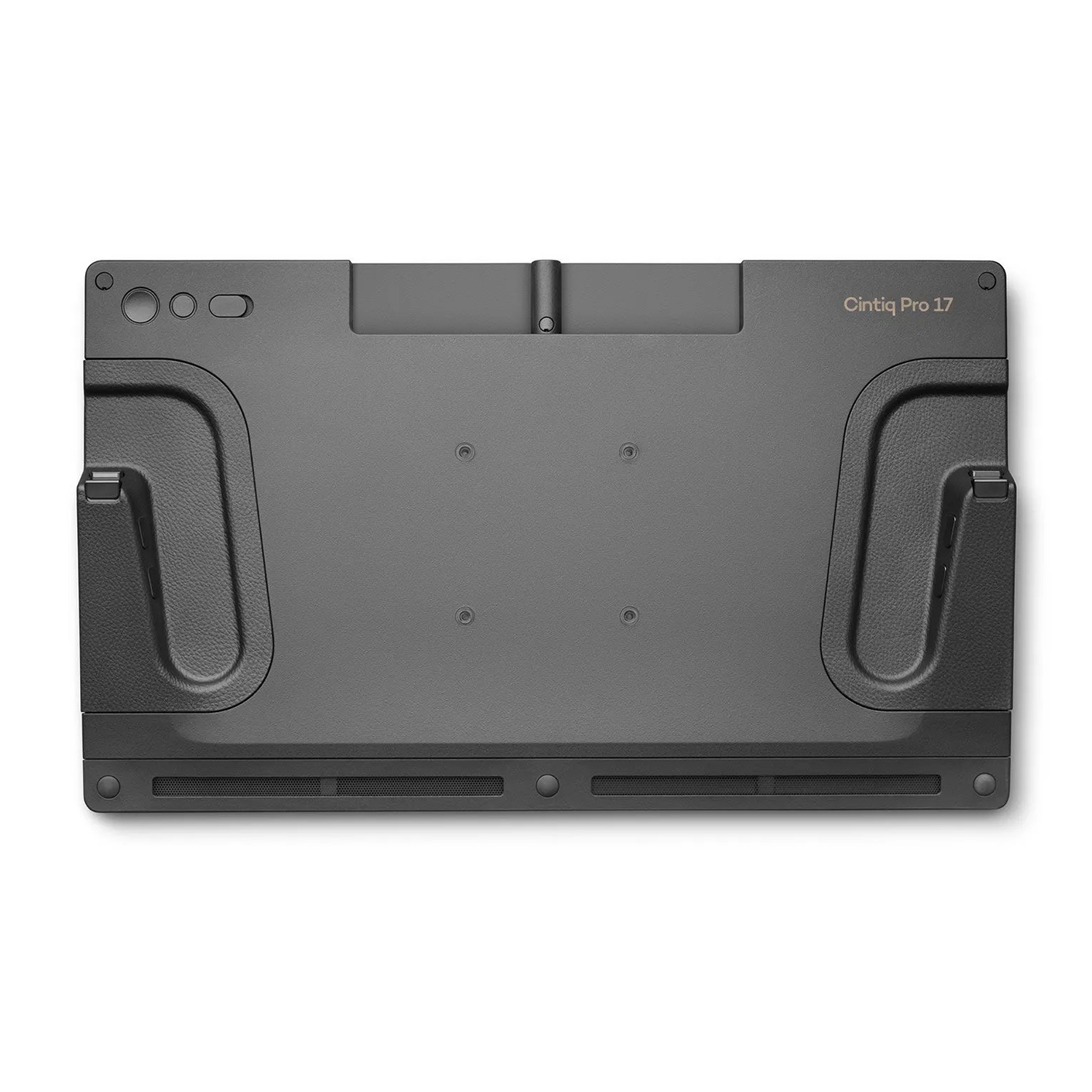 Una tavoletta grafica Wacom Cintiq Pro 17 nera, vista dall'alto.