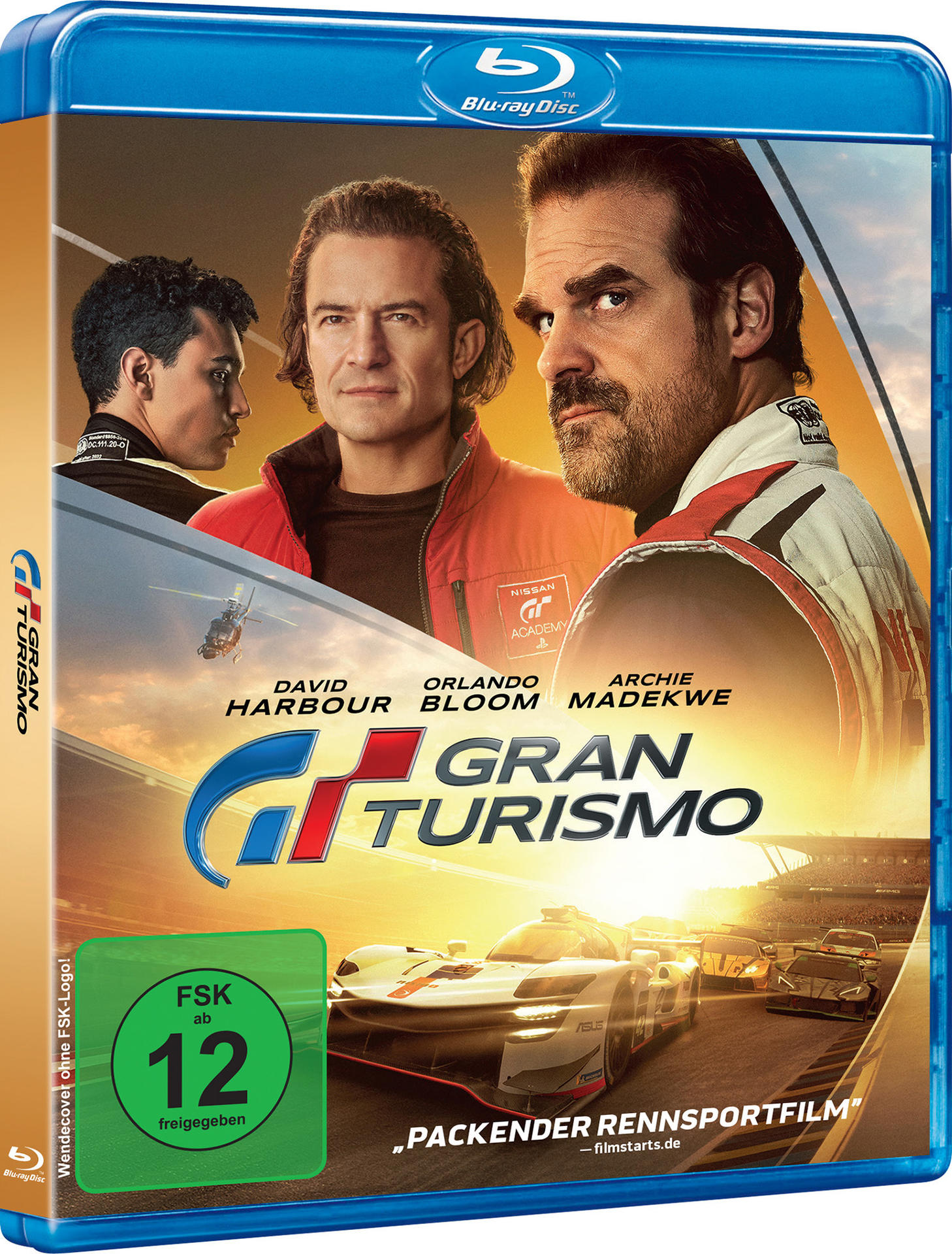 Blu-ray-Disc-Hülle. Mit den Schauspielern David Harbour, Orlando Bloom und Archie Madekwe.