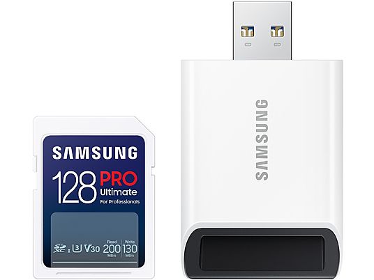 SAMSUNG SDXC Geheugenkaart Pro Ultimate 128 GB met adapter (MB-SY128SB/WW)