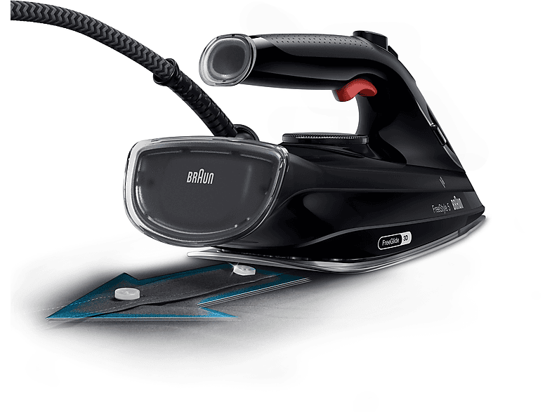 BRAUN FreeStyle 5 SI 5088 BK, Dampfstoß 220g/min, FreeGlide 3D, abgerundete Bügelsohle, leichtes Bügeln, vertikale Auffrischung, ergonomisches Dampfbügeleisen (2800 Watt, Keramiksohle, EloxalPlus Beschichtung)