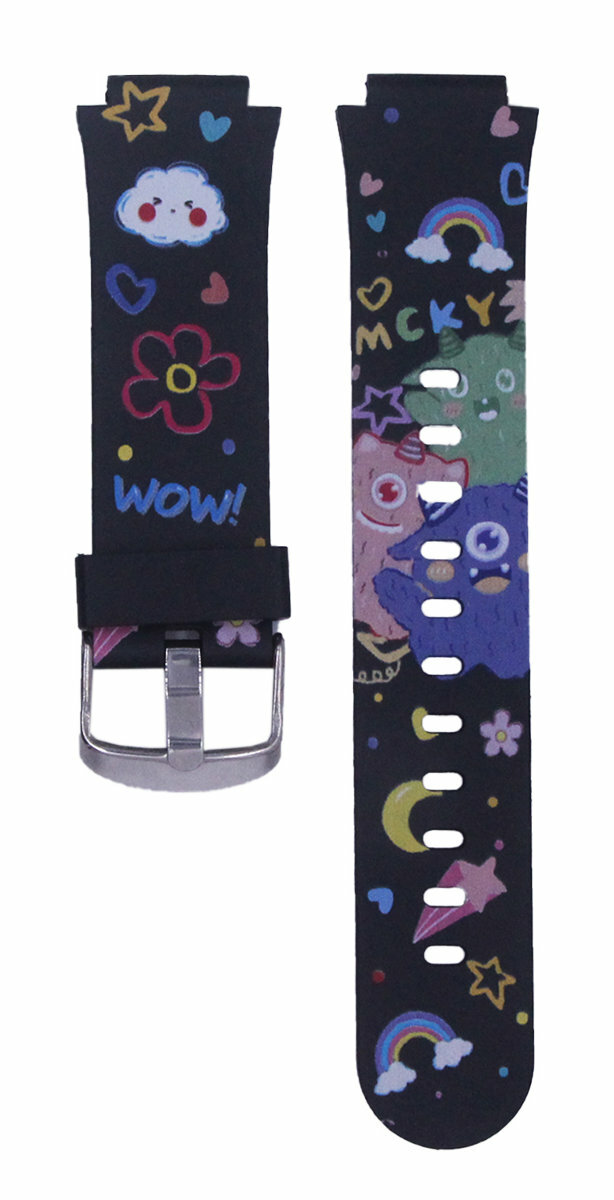 Pasek do smartwatcha BEMI Fun 20mm Wzór Wesołych Potworów Czarny BABFU06BB