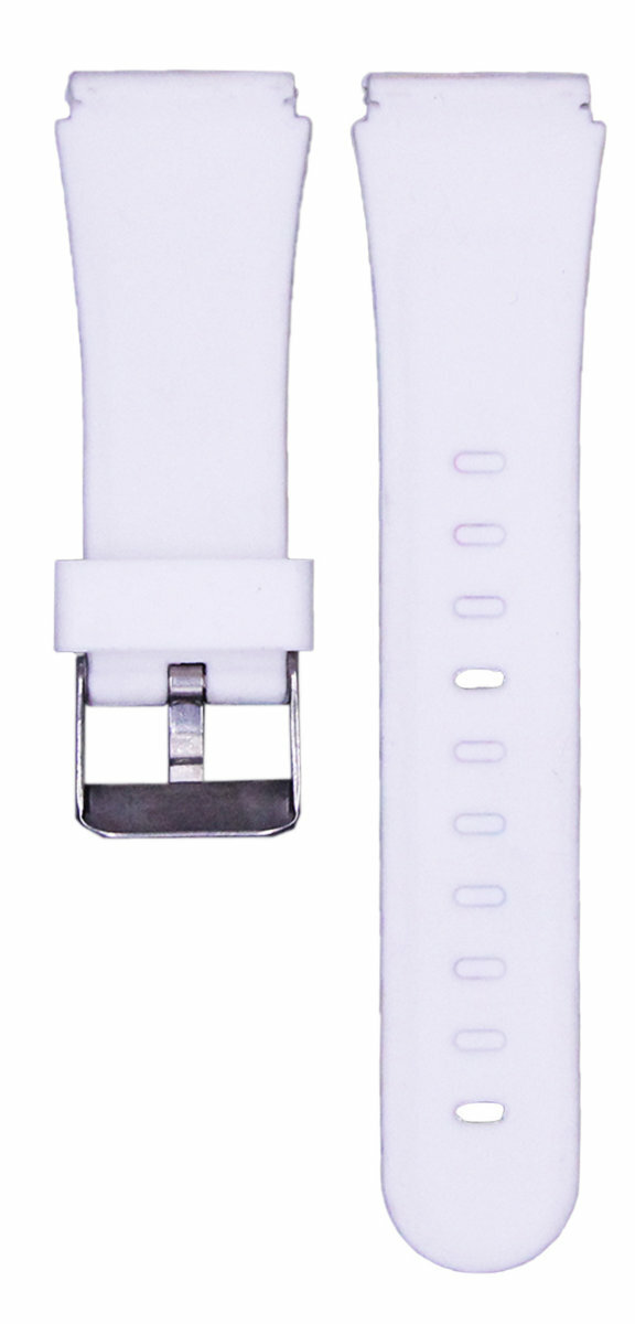 Dwa białe paski do zegarka, jeden z klamrą.