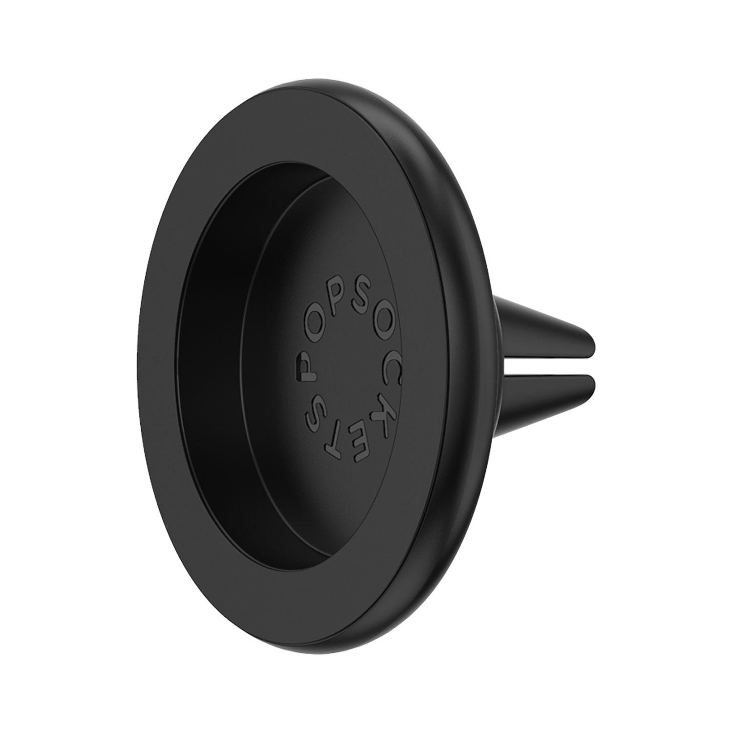 Eine schwarze Kfz-Lüftungshalterung mit dem Wort POPSOCKETS darauf.