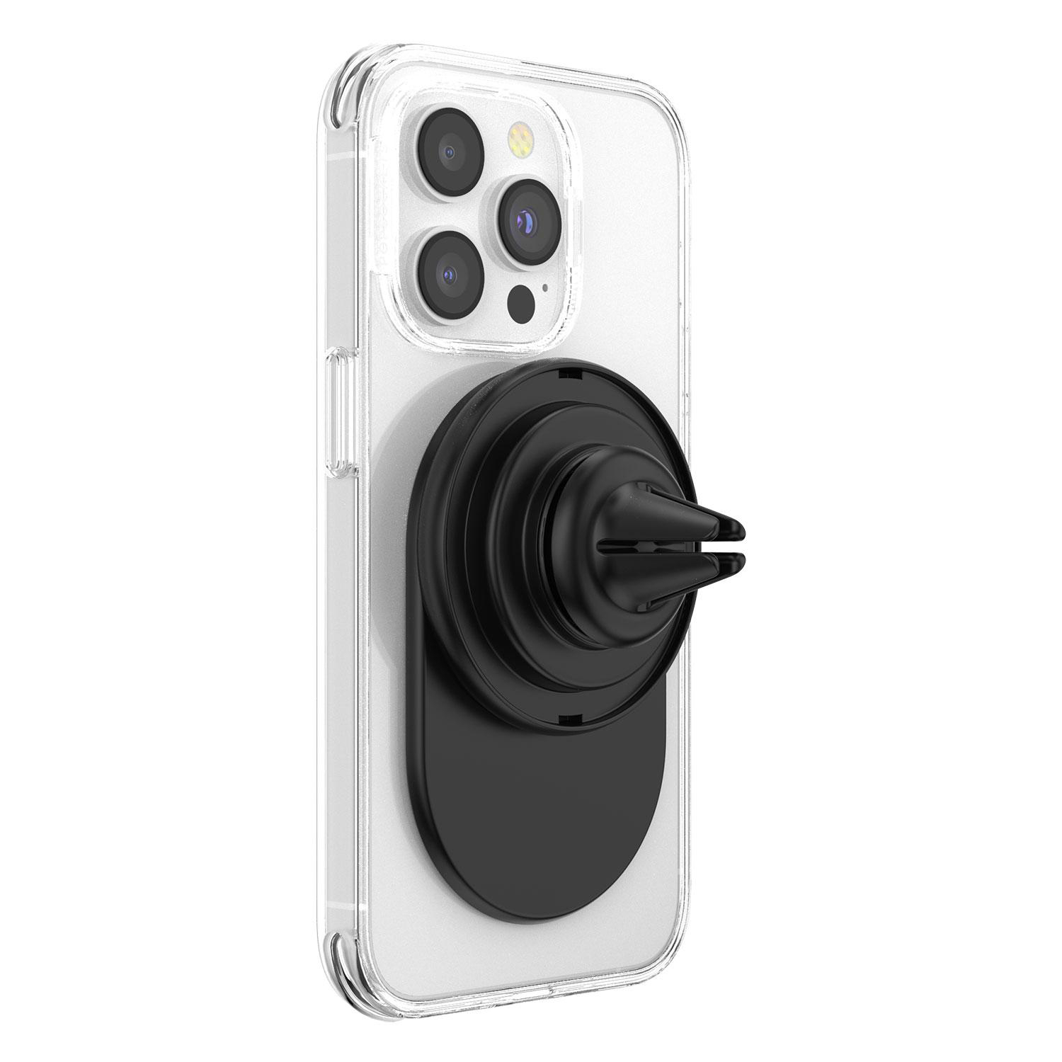 Ein Smartphone mit einer am Rücken befestigten Lüftungshalterung.