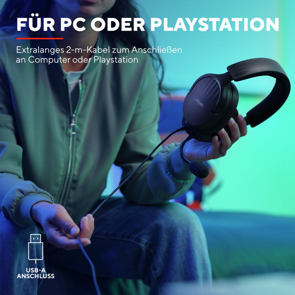 TRUST GXT 490 Over-ear Schwarz Gaming Fayzo, Headset