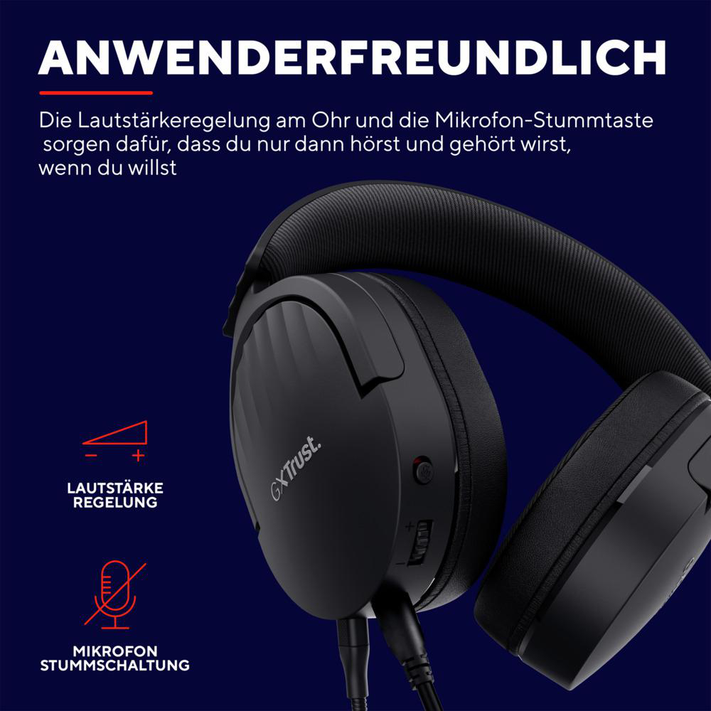 TRUST GXT Headset 489 Over-ear Schwarz Fayzo, Gaming