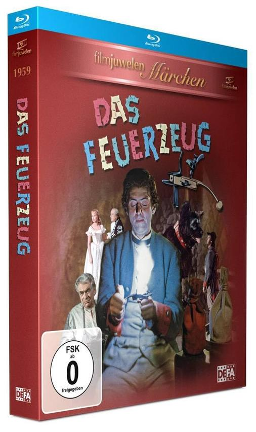 Filmhülle für 'Das Feuerzeug' mit rotem Hintergrund und Illustrationen des Films.