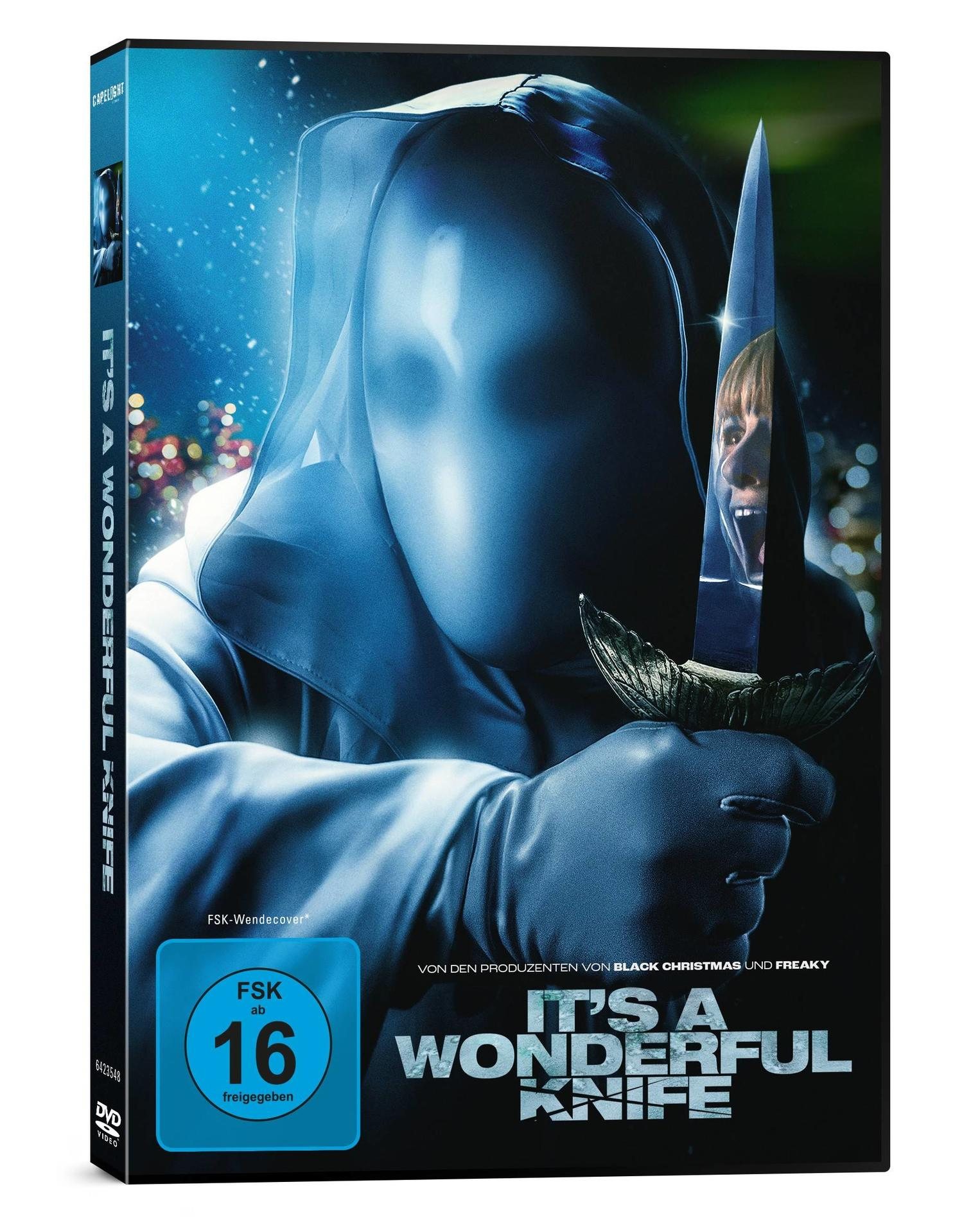 DVD-Cover für 'It's a Wonderful Knife' mit einer Person, die ein Messer hält.