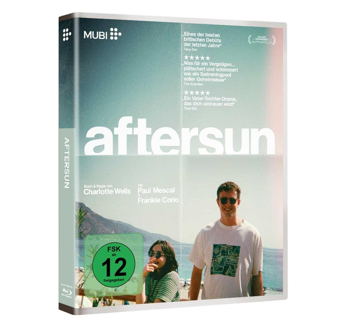 DVD-Hülle des Films 'Aftersun'. Enthält den Filmtitel, die Besetzung und eine Szene aus dem Film.