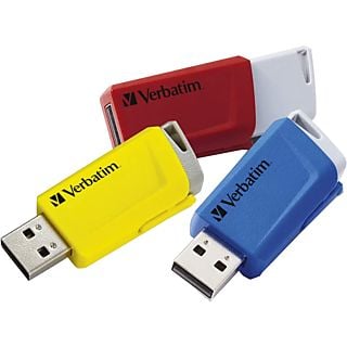 VERBATIM 16GB USB-Stick Store 'n' Click, 3er-Set, USB-A 3.2 Gen1, R80/W25, Rot/Blau/Gelb