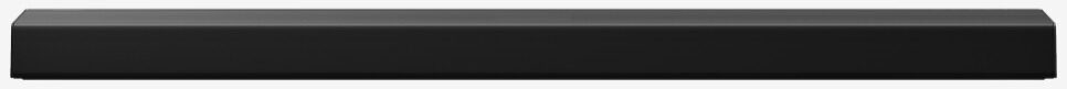 Czarny soundbar na białym tle.