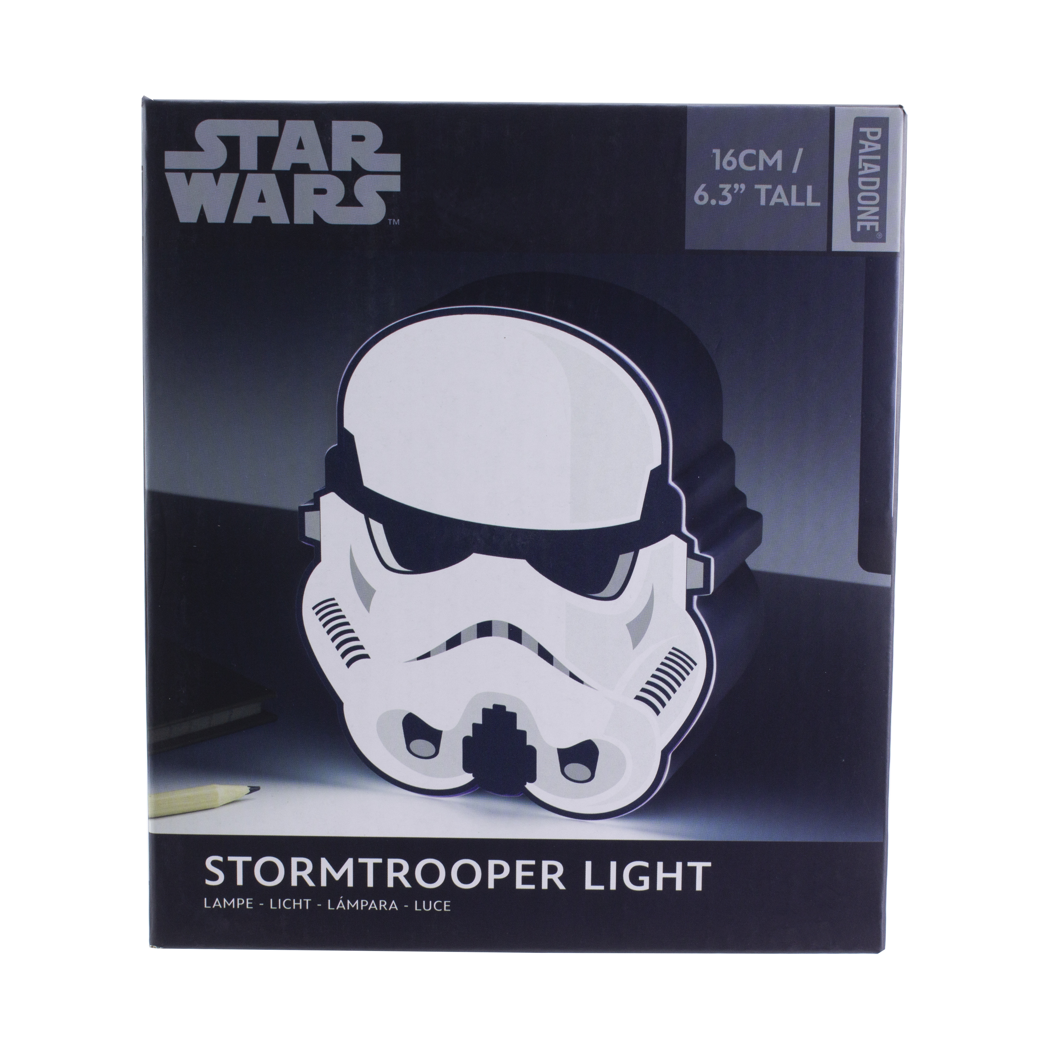 Star Wars Stormtrooper Lichtbox-Verpackung mit weißem Stormtrooper-Helm.