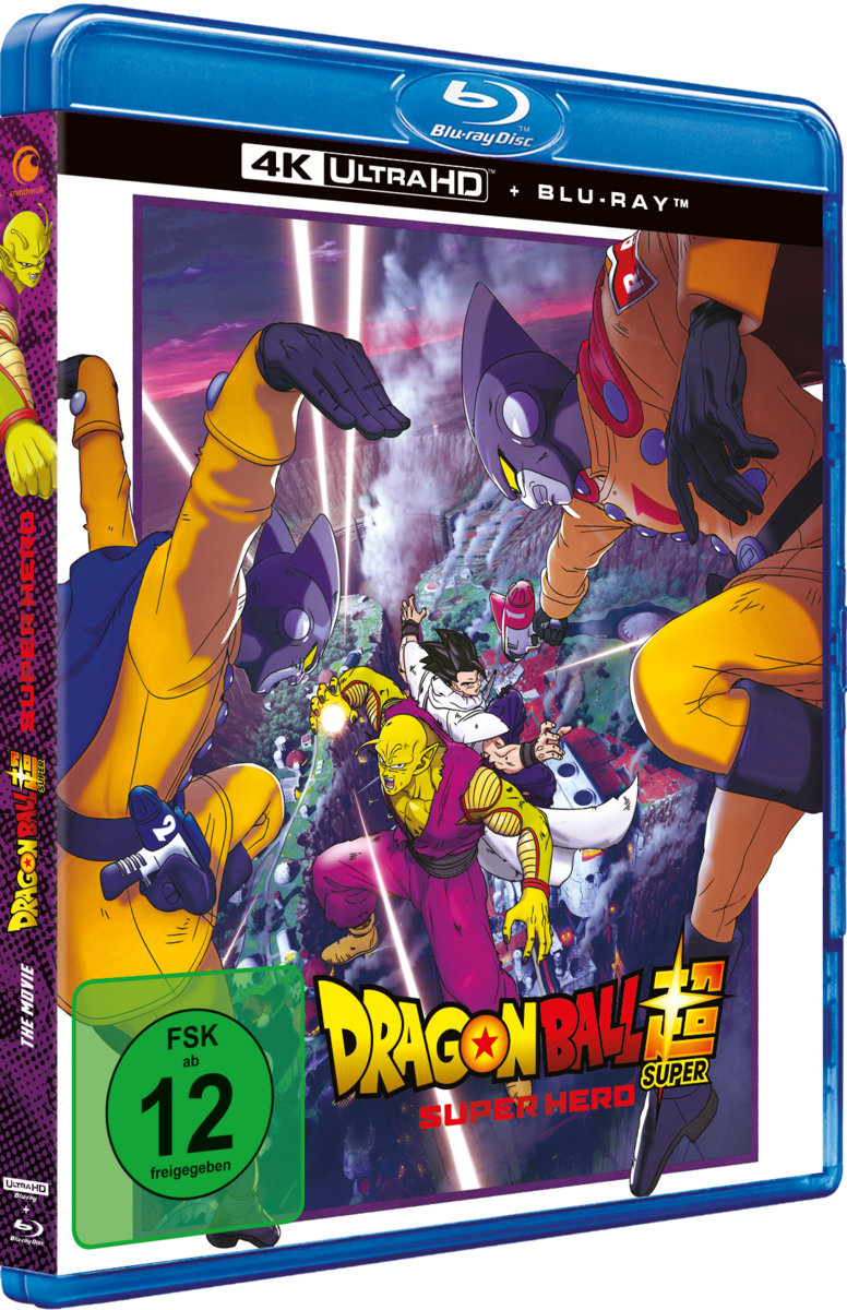 Blu-ray-Hülle mit Dragon Ball Super Hero-Filmcover. Charaktere in farbenfroher Actionpose.