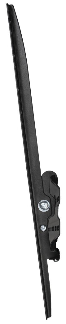 Czarny uchwyt ścienny do telewizora, metalowy wspornik do bezpiecznego montażu telewizora na ścianie.