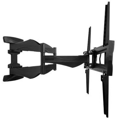 Czarny uchwyt ścienny do telewizora, rozłożony poziomo.