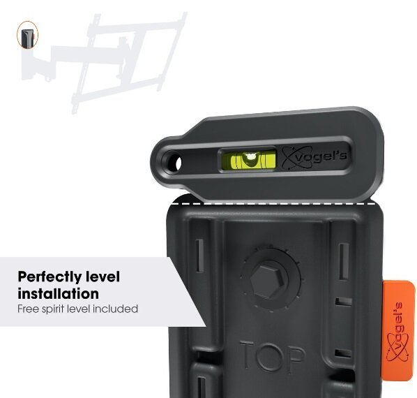 Zbliżenie poziomicy. Zamontowana na uchwycie do TV.