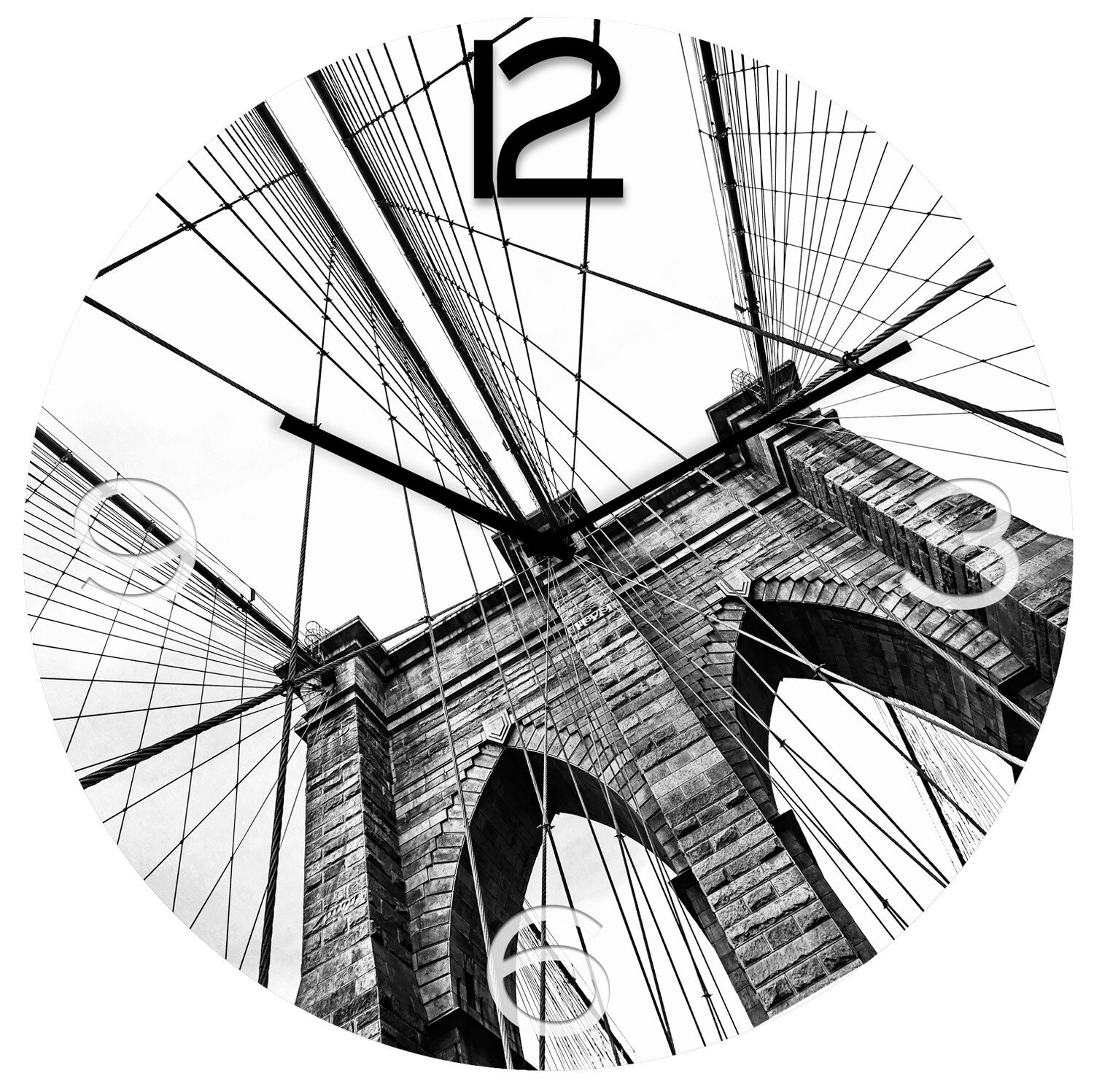 Zegar ścienny STYLER Brooklyn GC050 Czarno-biały