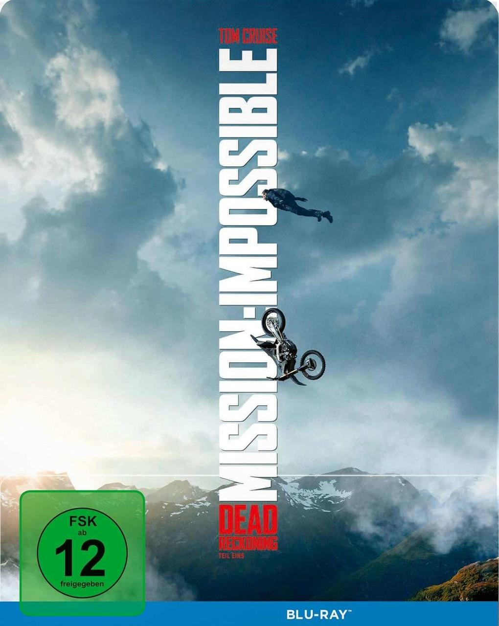 Blu-ray-Cover für 'Mission: Impossible - Dead Reckoning Teil Eins' mit Tom Cruise.
