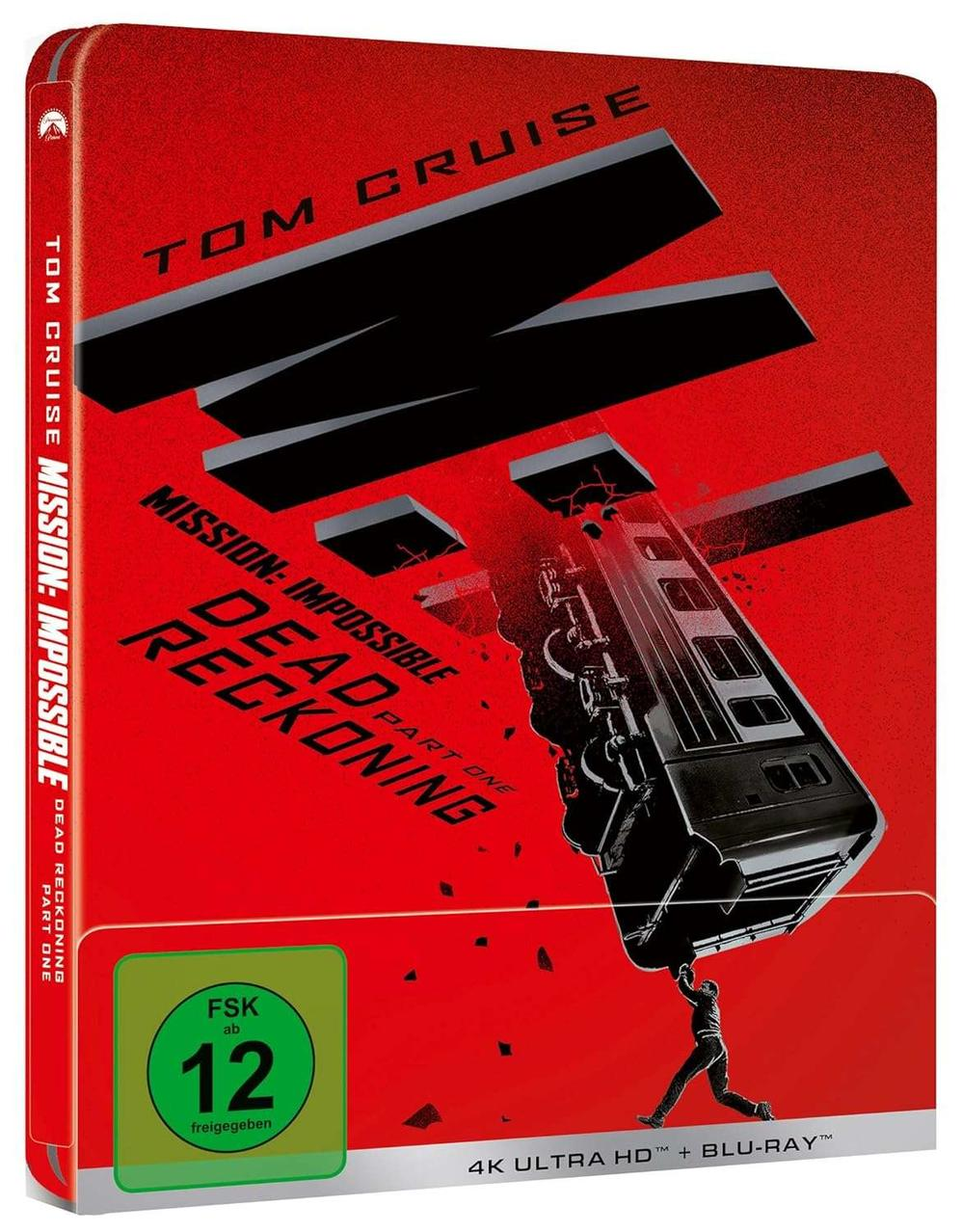 Filmcover: Mission: Impossible Dead Reckoning, mit Tom Cruise und Zugexplosion.