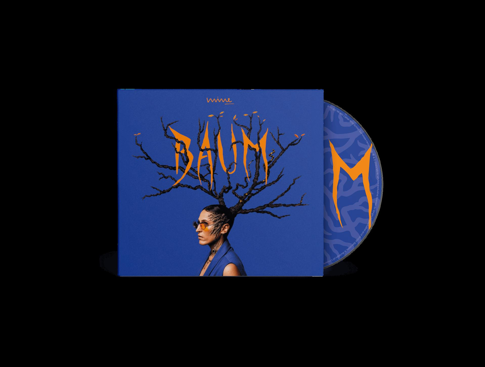 Albumcover mit einer Person mit Sonnenbrille und dem Titel 'Baum' sowie einer CD.