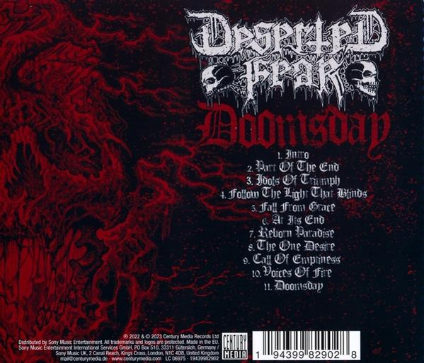 CD-Cover mit dem Titel 'Doomsday' von Despised Icon. Rote und schwarze Grafik mit Bandlogo.