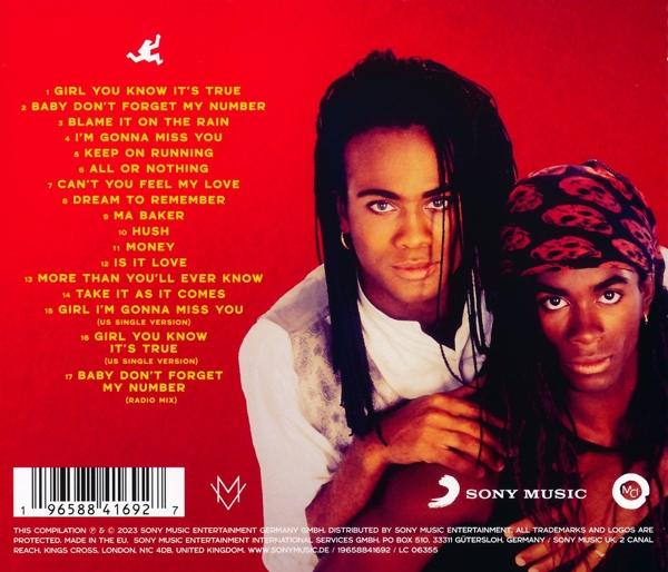 CD-Cover mit zwei Männern, Songtiteln und Urheberrechtsinformationen auf rotem Hintergrund.