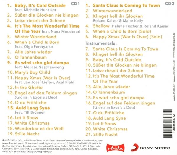 Zwei CDs mit Songtiteln. Enthält Songnamen wie 'Winter Wonderland'.