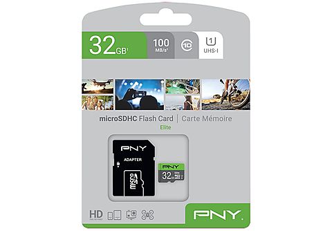 PNY Carte mémoire microSD 32 GB avec adaptateur (PNYSDU32GU185G)