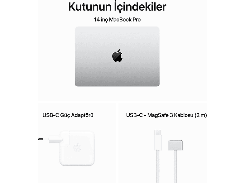 APPLE MacBook Pro 14 inc M3 8CPU 10 GPU 8GB 512GB Gümüş MR7J3TU/A_2