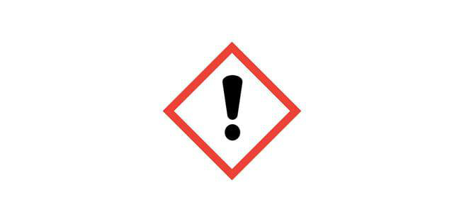 Ein rotes, rautenförmiges Warnschild mit einem schwarzen Ausrufezeichen in der Mitte.