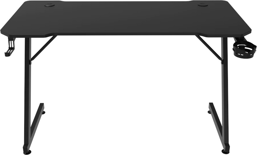 Une image en noir et blanc d'un bureau de jeu. Le bureau est vide.