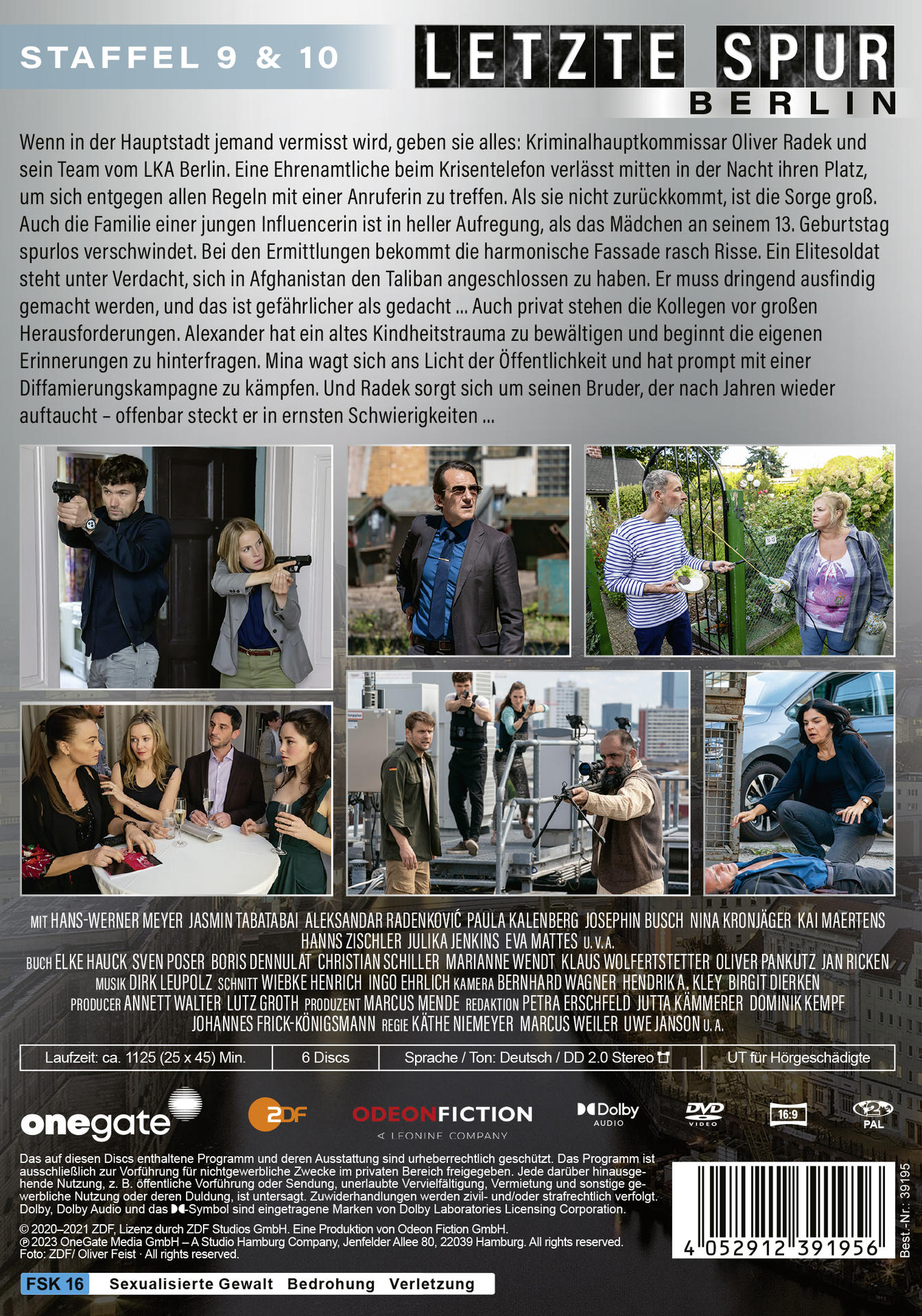 Eine DVD-Hülle mit mehreren Bildern und Text über eine Fernsehserie, mit dunklem Hintergrund.