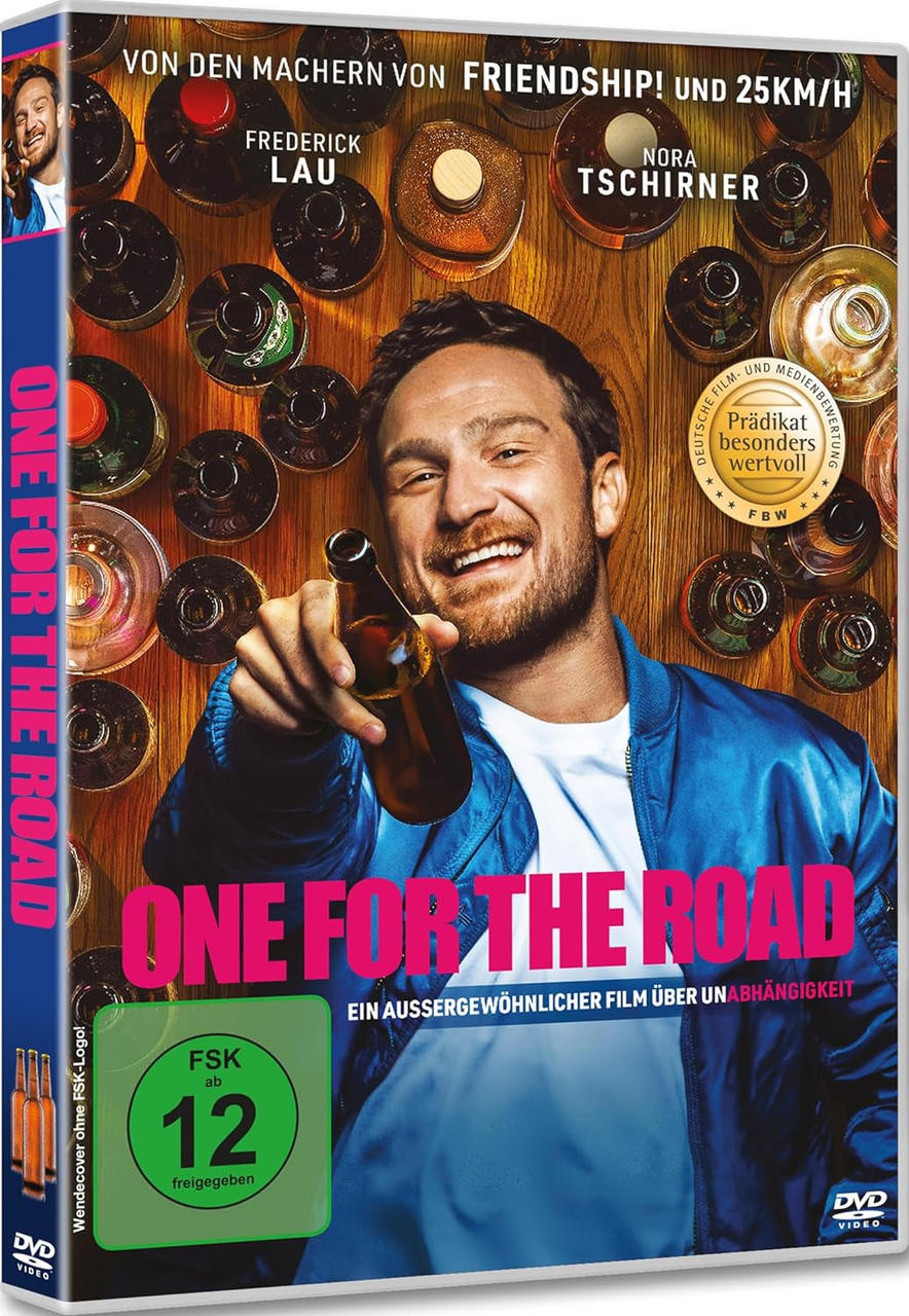 DVD-Cover des Films „One for the Road“, mit einem Mann, der Bier hält.