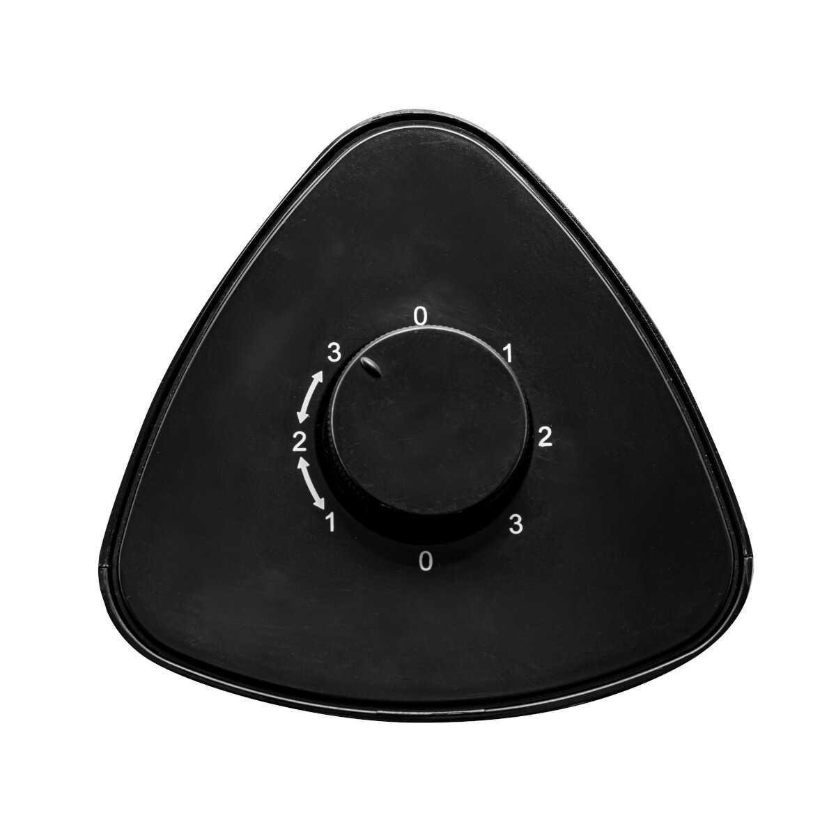 Czarny trójkątny panel sterowania z pokrętłem. Numery 0-3 są zaznaczone wokół tarczy. Wskaźnik wskazuje aktualne ustawienie.