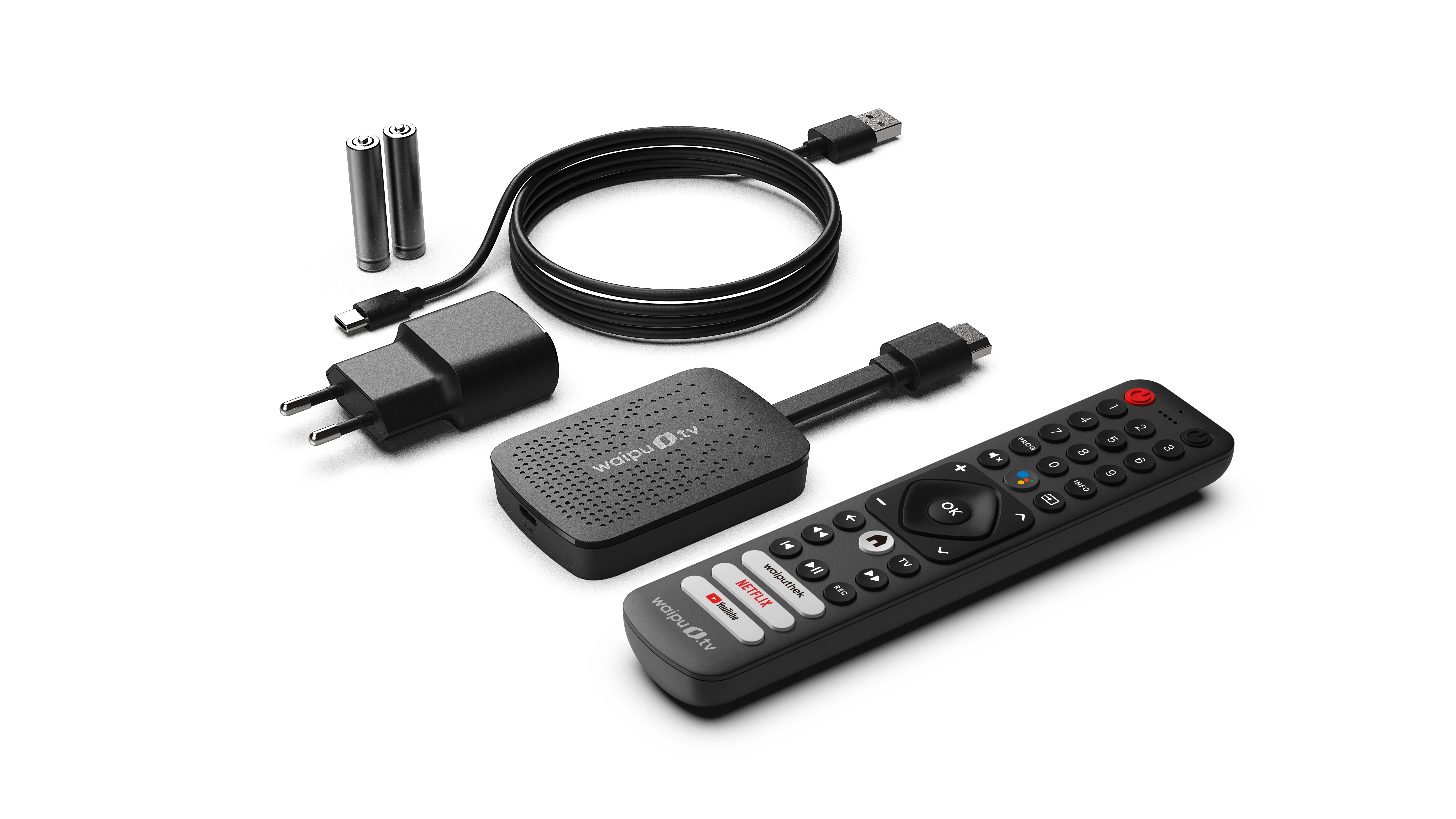 WAIPU.TV Bundle 12 Monate Perfect Plus plus 4K Streaming Stick, Schwarz