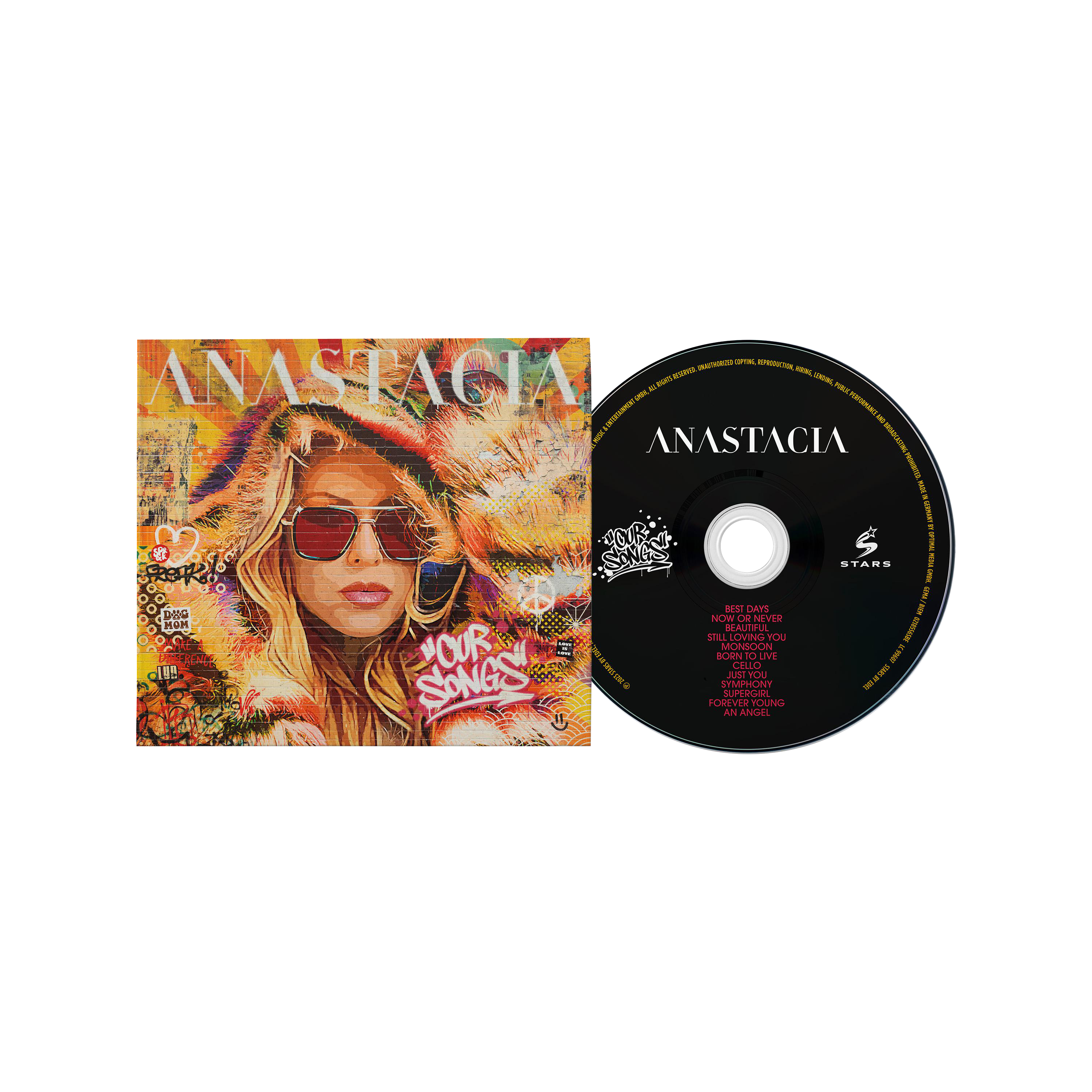 Anastacias CD mit Cover-Art, die sie mit Sonnenbrille zeigt. Eine CD-Disc mit Text ist ebenfalls vorhanden.