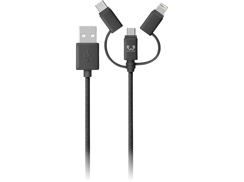 Fresh N Rebel Usb-a Kabel Naar Micro-usb / Usb-c Lightning 2 M Zwart (2uclm200sg)