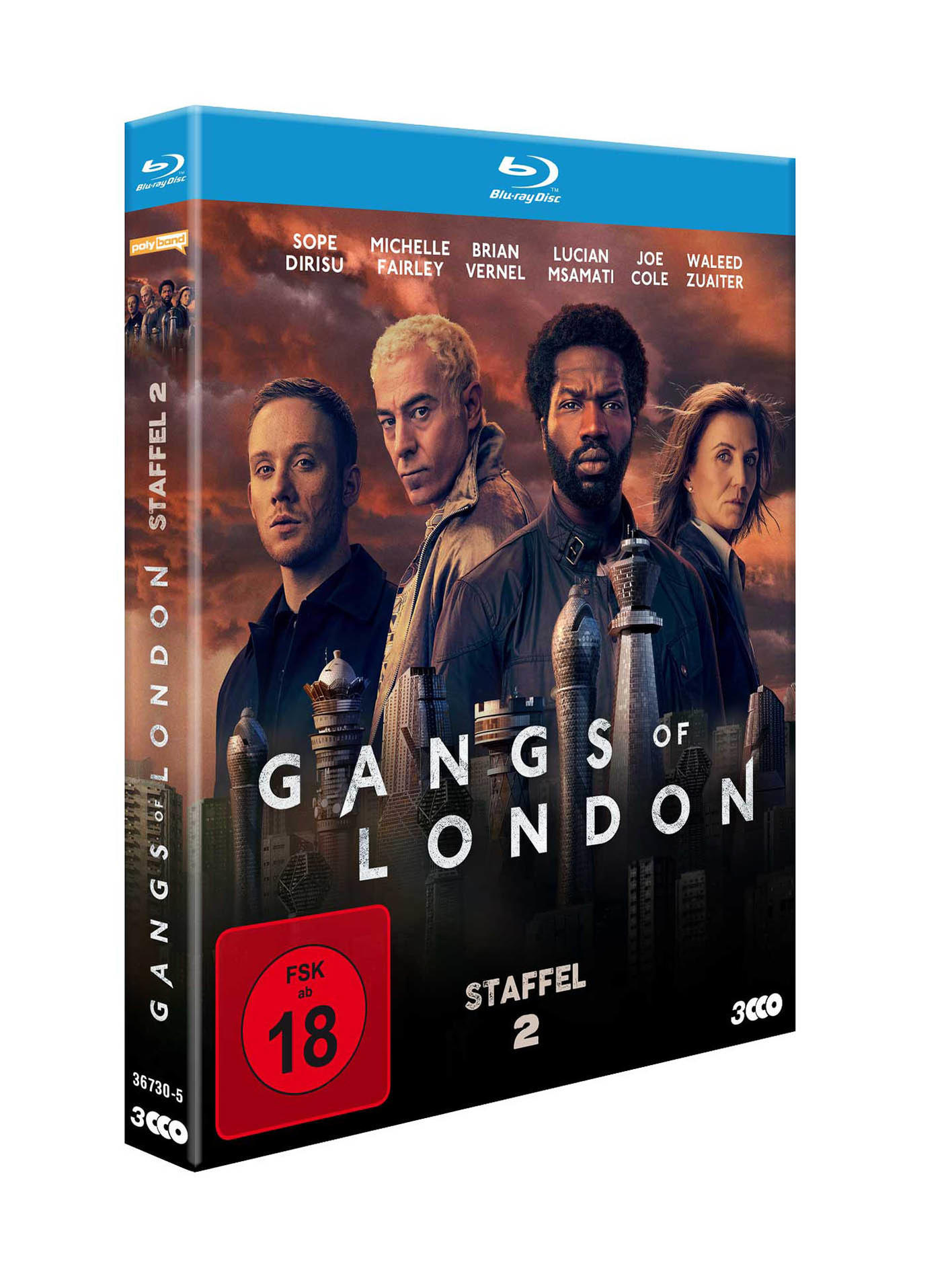 Blu-ray Disc-Hülle mit Schauspielern aus 'Gangs of London' und dem Titel auf dem Cover.