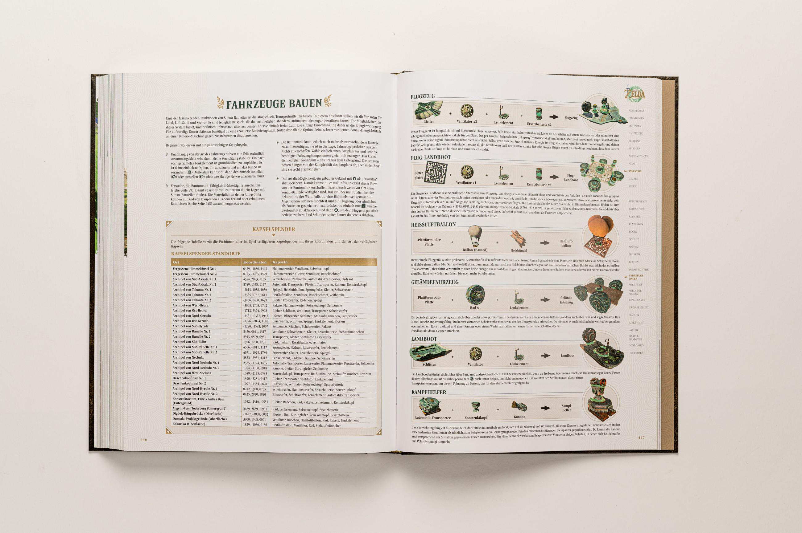 Ein offenes Buch mit deutschem Text, Diagrammen und Illustrationen, auf weißem Untergrund ausgestellt.