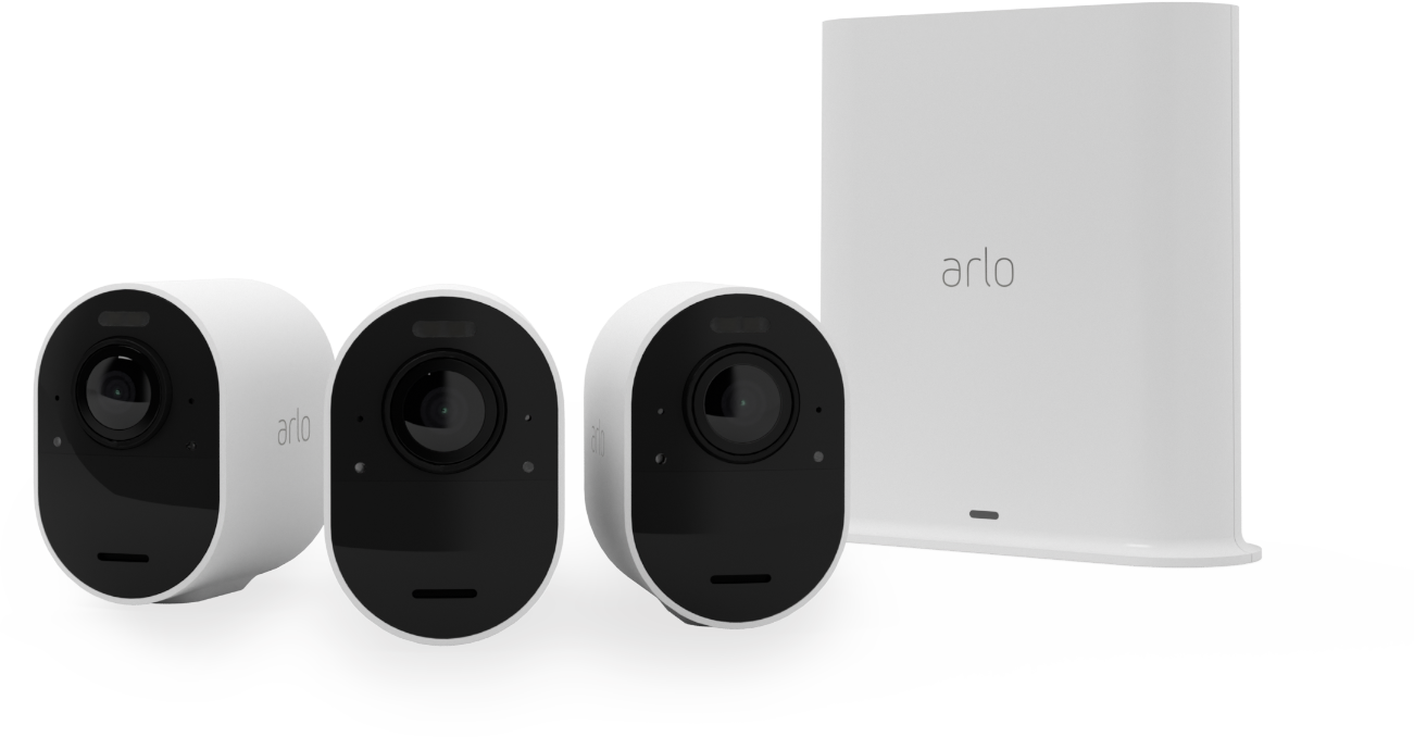 ARLO Ultra 2 kültéri biztonsági kamera szett, 4K, 3 db + bázisállomás, fehér (VMS5340-200EUS)