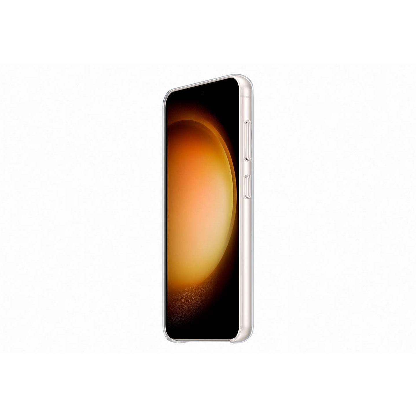 Un smartphone, visto de lado, color oro claro con pantalla curva.