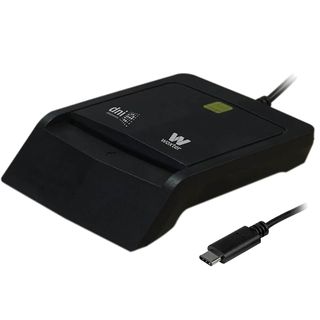 Lector DNI electrónico - Woxter PE26-171, USB-C, Compatible Smart Cards, DNI 3.0 y 4.0, Negro