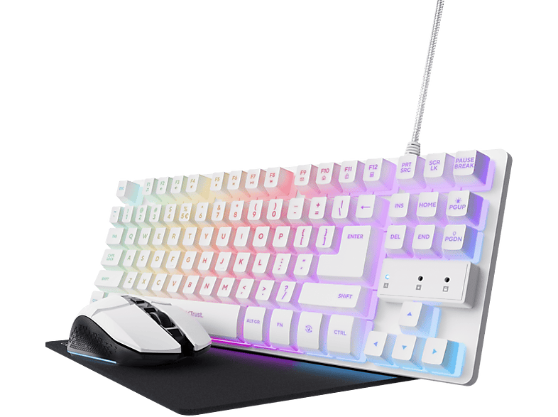 Combo gaming Teclado + Ratón + Alfombrilla Trust GXT 794W Blanco