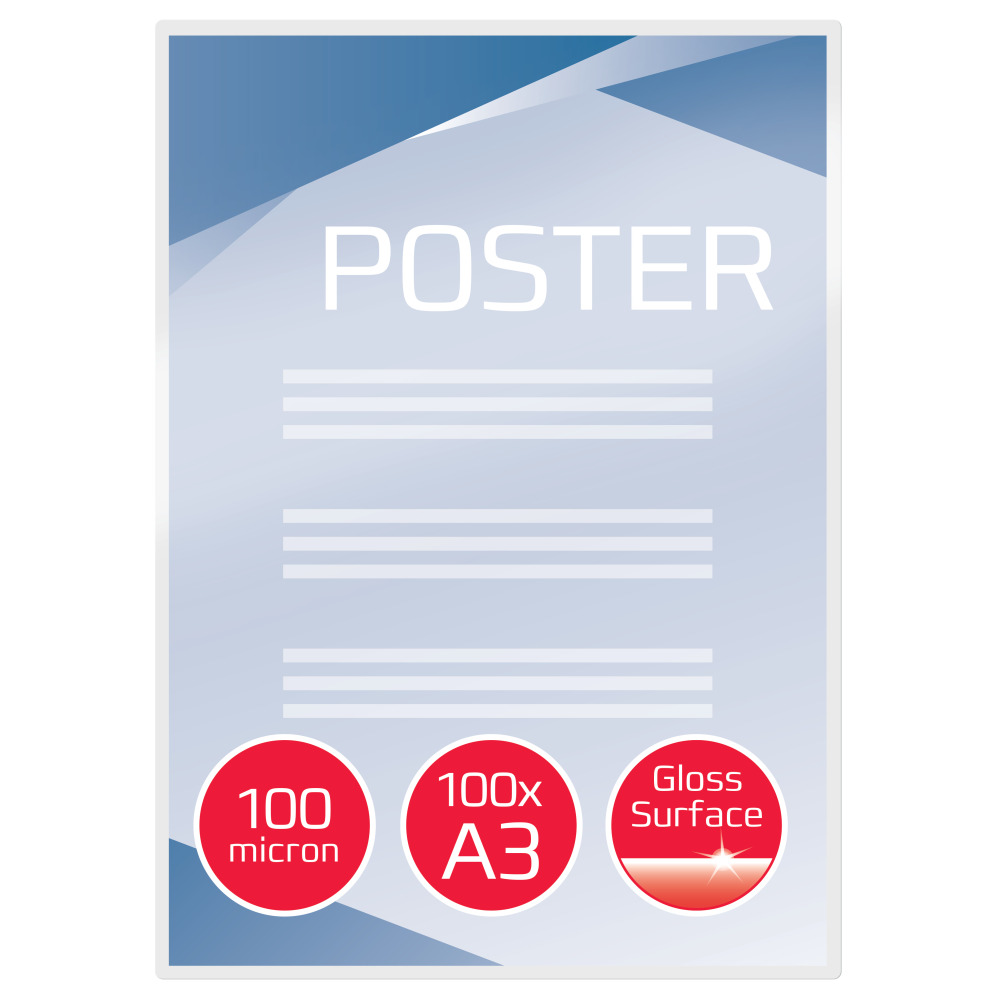Poszter design a POSTER szóval, és piros körök szöveggel kék háttéren.
