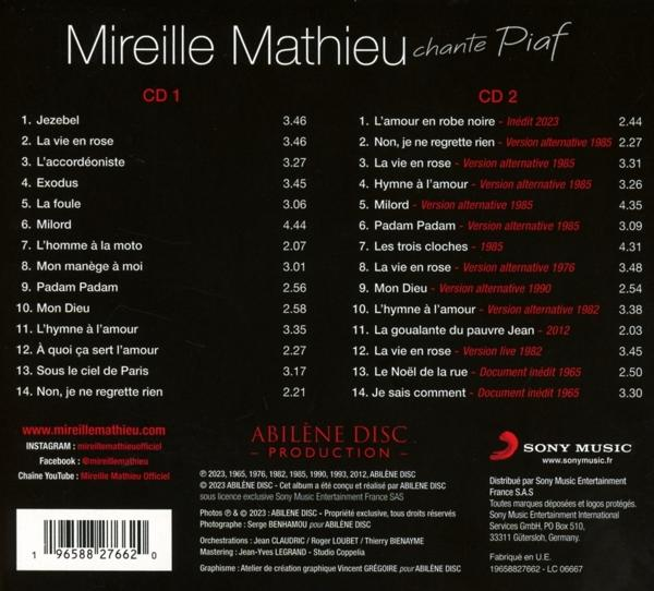 Rückseite einer CD-Hülle mit Titelliste und Kontaktinformationen.