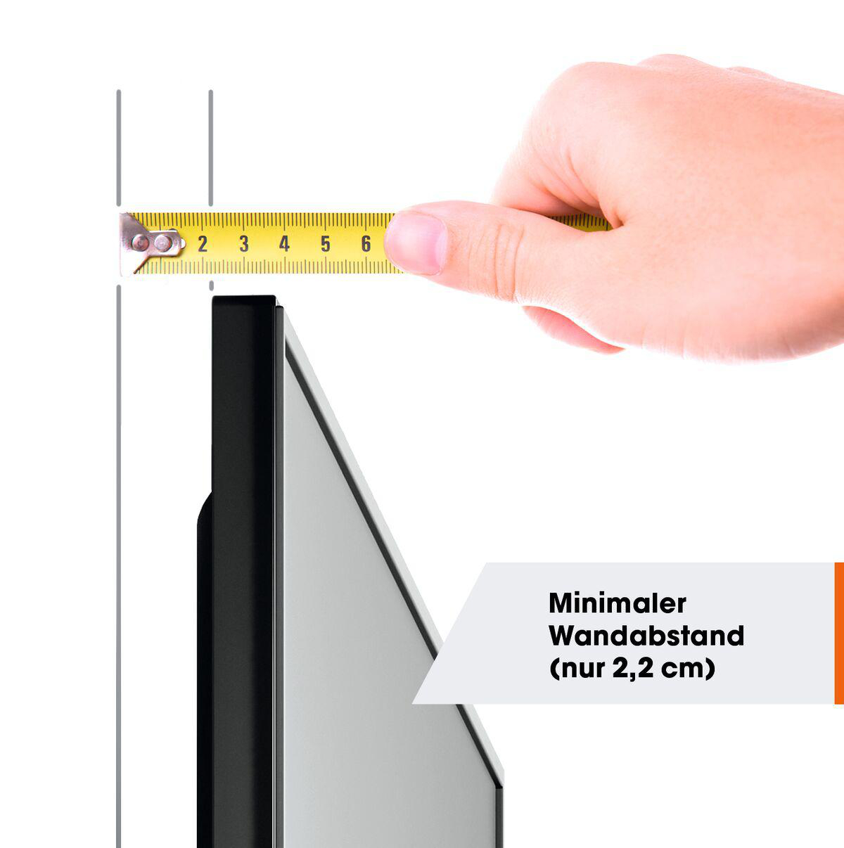 Fernseher an der Wand, minimaler Wandabstand.